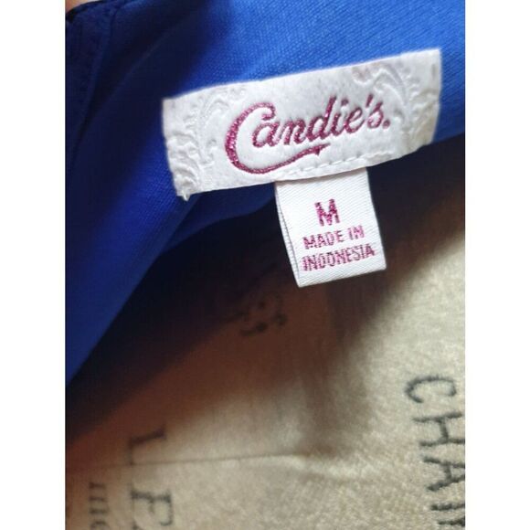 Candies Blue Chevron Mini Dress M Y2k Butterfly Open Back Detail Coquette Casual - Picture 6 of 6